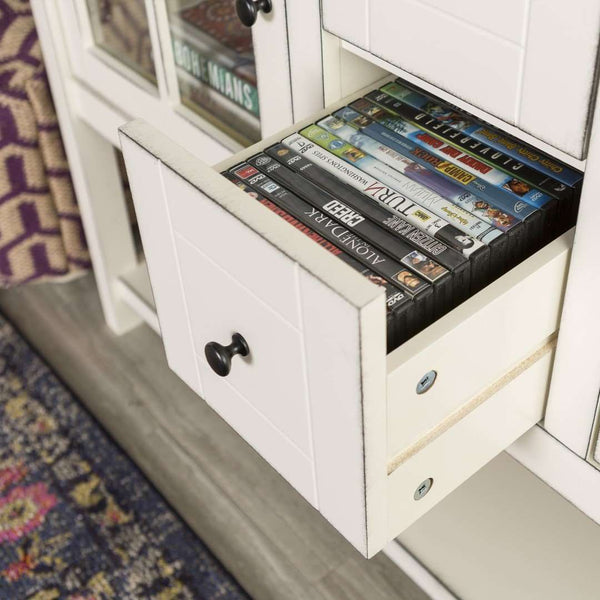 52" Transitional Wood Glass TV Stand Buffet - Stylish Highboy Console with Ample Storage for Any Room