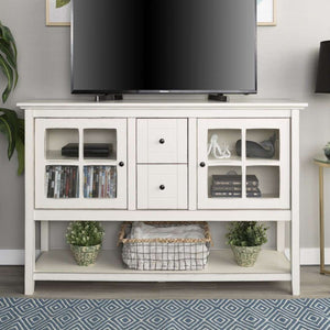 52" Transitional Wood Glass TV Stand Buffet - Stylish Highboy Console with Ample Storage for Any Room