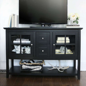 52" Transitional Wood Glass TV Stand Buffet - Stylish Highboy Console with Ample Storage for Any Room
