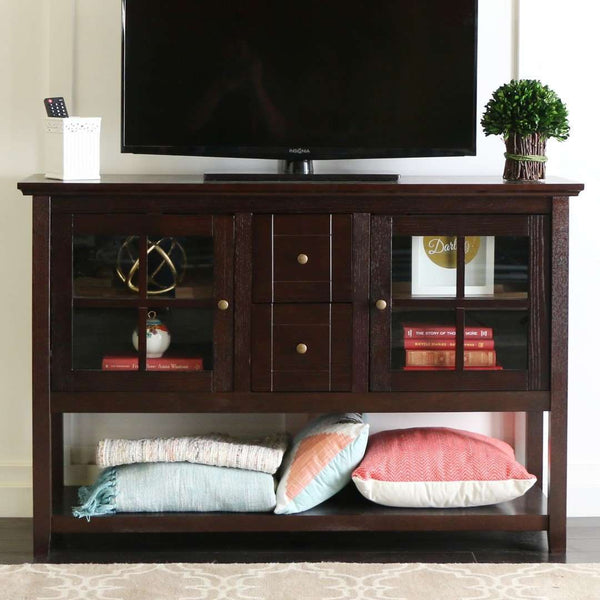 52" Transitional Wood Glass TV Stand Buffet - Stylish Highboy Console with Ample Storage for Any Room
