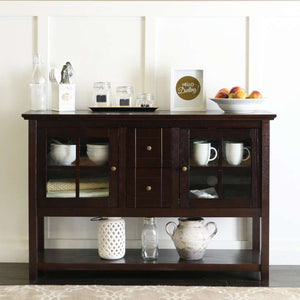 52" Transitional Wood Glass TV Stand Buffet - Stylish Highboy Console with Ample Storage for Any Room