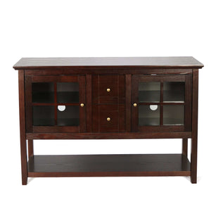 52" Transitional Wood Glass TV Stand Buffet - Stylish Highboy Console with Ample Storage for Any Room
