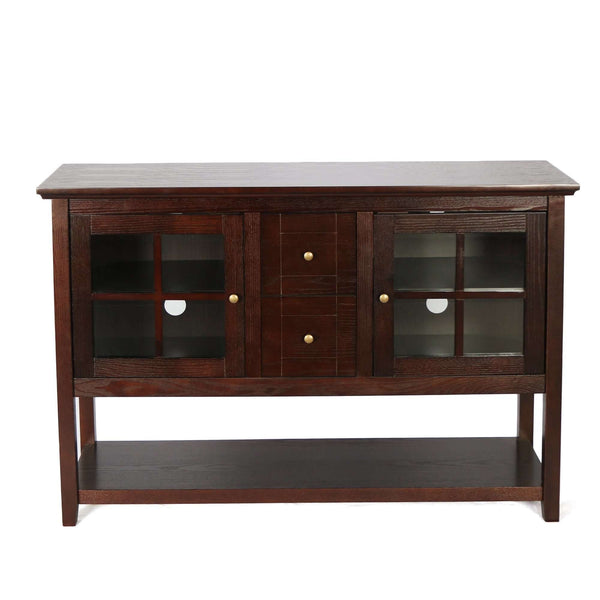 52" Transitional Wood Glass TV Stand Buffet - Stylish Highboy Console with Ample Storage for Any Room