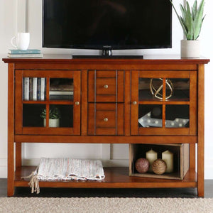 52" Transitional Wood Glass TV Stand Buffet - Stylish Highboy Console with Ample Storage for Any Room