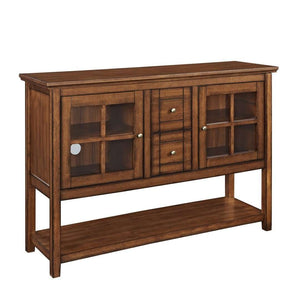 52" Transitional Wood Glass TV Stand Buffet - Stylish Highboy Console with Ample Storage for Any Room