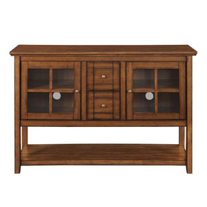 52" Transitional Wood Glass TV Stand Buffet - Stylish Highboy Console with Ample Storage for Any Room