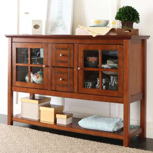 52" Transitional Wood Glass TV Stand Buffet - Stylish Highboy Console with Ample Storage for Any Room