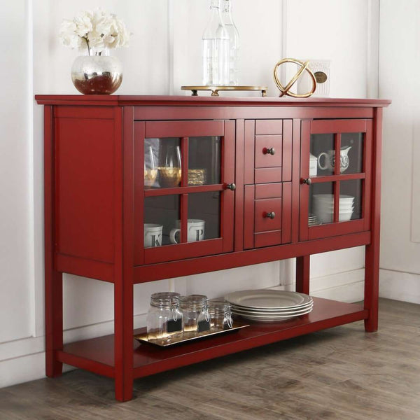 52" Transitional Wood Glass TV Stand Buffet - Stylish Highboy Console with Ample Storage for Any Room