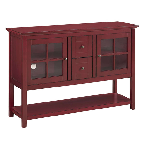 52" Transitional Wood Glass TV Stand Buffet - Stylish Highboy Console with Ample Storage for Any Room