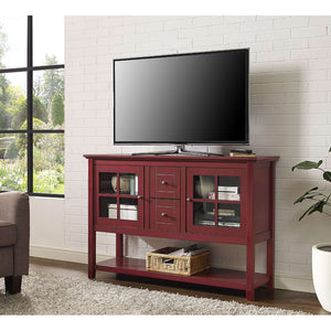 52" Transitional Wood Glass TV Stand Buffet - Stylish Highboy Console with Ample Storage for Any Room
