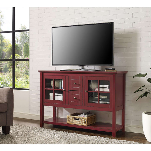 52" Transitional Wood Glass TV Stand Buffet - Stylish Highboy Console with Ample Storage for Any Room
