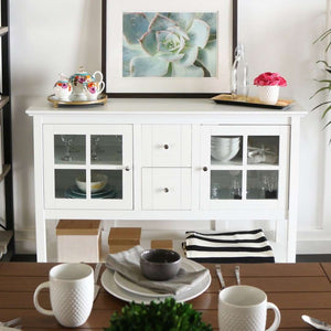 52" Transitional Wood Glass TV Stand Buffet - Stylish Highboy Console with Ample Storage for Any Room