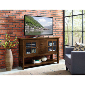 52" Transitional Wood Glass TV Stand Buffet - Stylish Highboy Console with Ample Storage for Any Room