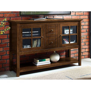 52" Transitional Wood Glass TV Stand Buffet - Stylish Highboy Console with Ample Storage for Any Room