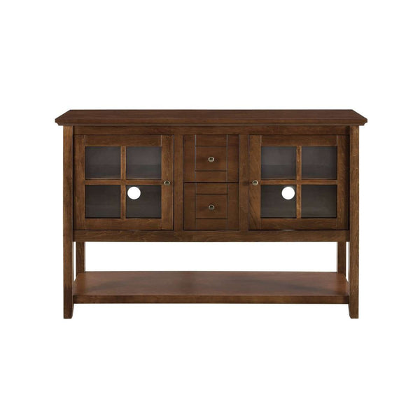 52" Transitional Wood Glass TV Stand Buffet - Stylish Highboy Console with Ample Storage for Any Room