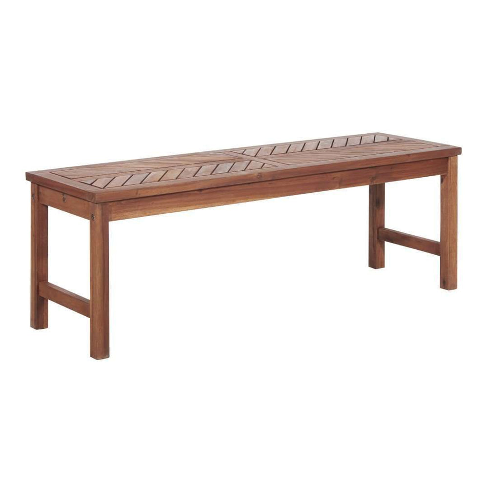 53" Modern Patio Dining Bench - Stylish Acacia Wood Seating with Chevron Design for Outdoor Gatherings