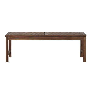 53" Modern Patio Dining Bench - Stylish Acacia Wood Seating with Chevron Design for Outdoor Gatherings