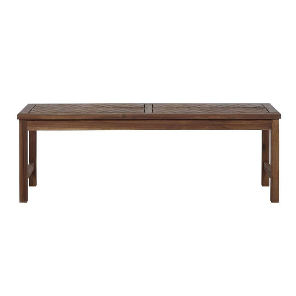 53" Modern Patio Dining Bench - Stylish Acacia Wood Seating with Chevron Design for Outdoor Gatherings