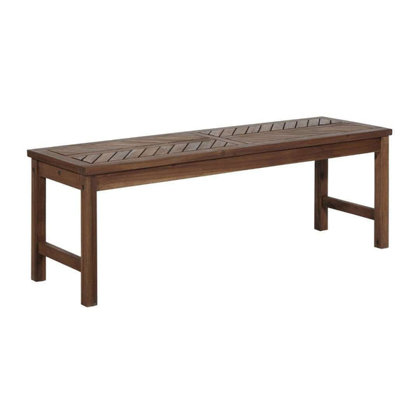 53" Modern Patio Dining Bench - Stylish Acacia Wood Seating with Chevron Design for Outdoor Gatherings