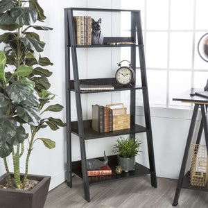 55" Modern Ladder Bookcase - Stylish High-Grade MDF Shelf Unit for Organizing & Displaying Treasures