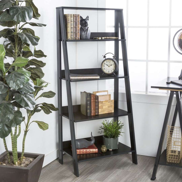 55" Modern Ladder Bookcase - Stylish High-Grade MDF Shelf Unit for Organizing & Displaying Treasures