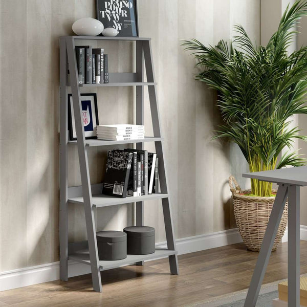 55" Modern Ladder Bookcase - Stylish High-Grade MDF Shelf Unit for Organizing & Displaying Treasures
