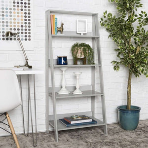 55" Modern Ladder Bookcase - Stylish High-Grade MDF Shelf Unit for Organizing & Displaying Treasures