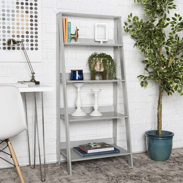 55" Modern Ladder Bookcase - Stylish High-Grade MDF Shelf Unit for Organizing & Displaying Treasures