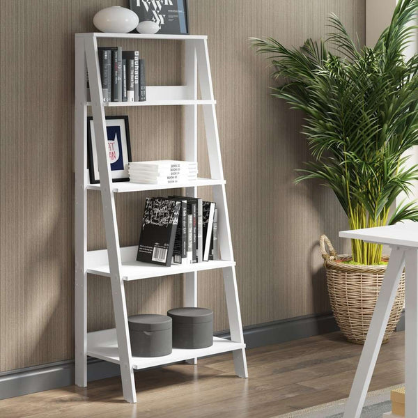 55" Modern Ladder Bookcase - Stylish High-Grade MDF Shelf Unit for Organizing & Displaying Treasures