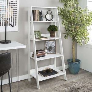 55" Modern Ladder Bookcase - Stylish High-Grade MDF Shelf Unit for Organizing & Displaying Treasures
