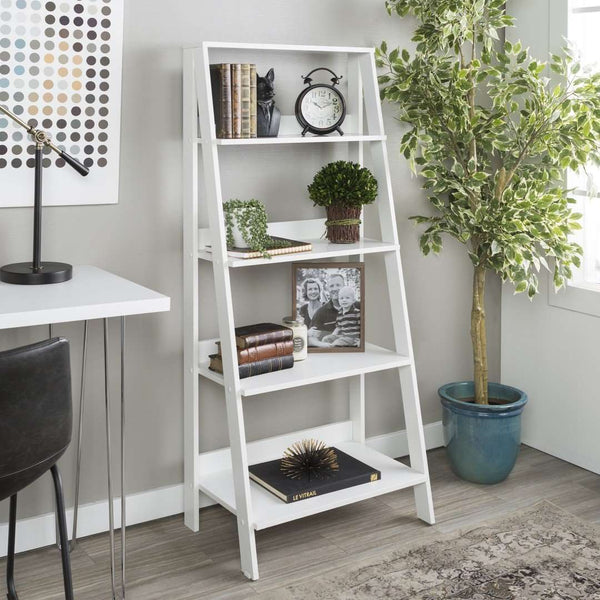 55" Modern Ladder Bookcase - Stylish High-Grade MDF Shelf Unit for Organizing & Displaying Treasures