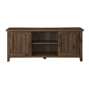 58" Modern Farmhouse TV Stand - Stylish Dark Walnut Media Console with Adjustable Shelves & Storage