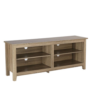 58" Rustic TV Stand - Stylish Wood Media Console with Open Shelves & Cord Management for Living Room