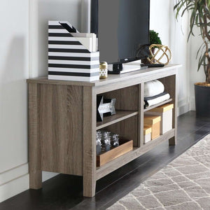 58" Rustic TV Stand - Stylish Wood Media Console with Open Shelves & Cord Management for Living Room