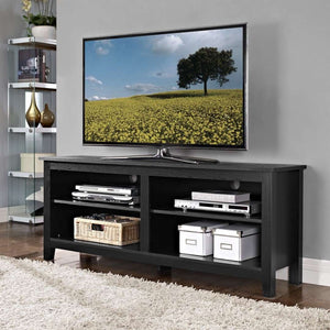 58" Rustic TV Stand - Stylish Wood Media Console with Open Shelves & Cord Management for Living Room
