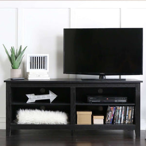 58" Rustic TV Stand - Stylish Wood Media Console with Open Shelves & Cord Management for Living Room