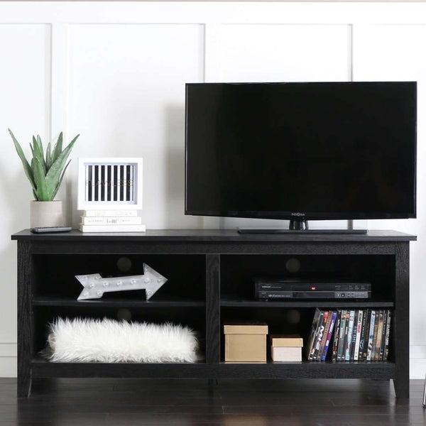 58" Rustic TV Stand - Stylish Wood Media Console with Open Shelves & Cord Management for Living Room