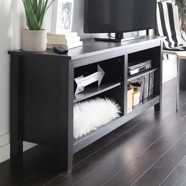 58" Rustic TV Stand - Stylish Wood Media Console with Open Shelves & Cord Management for Living Room