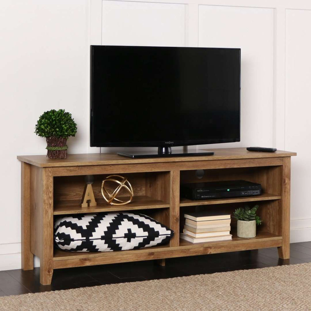 58" Rustic TV Stand - Stylish Storage Console with Adjustable Shelves & Cord Management for Living Room