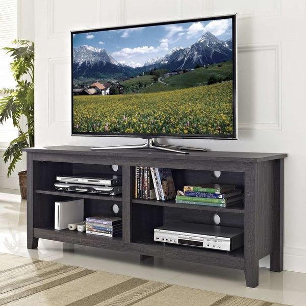 58" Rustic TV Stand - Stylish Storage Console with Adjustable Shelves & Cord Management for Living Room