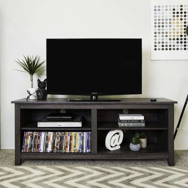 58" Rustic TV Stand - Stylish Storage Console with Adjustable Shelves & Cord Management for Living Room