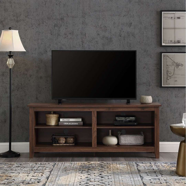 58" Rustic TV Stand - Stylish Storage Console with Adjustable Shelves & Cord Management for Living Room