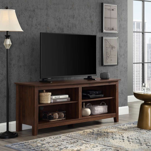 58" Rustic TV Stand - Stylish Storage Console with Adjustable Shelves & Cord Management for Living Room