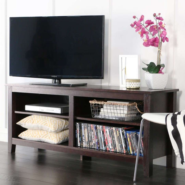 58" Rustic TV Stand - Stylish Storage Console with Adjustable Shelves & Cord Management for Living Room