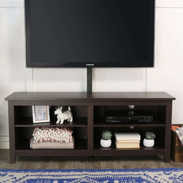 58" Rustic TV Stand - Stylish Storage Console with Adjustable Shelves & Cord Management for Living Room