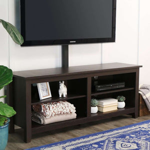 58" Rustic TV Stand - Stylish Storage Console with Adjustable Shelves & Cord Management for Living Room
