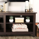 58" Rustic Wood TV Stand with Mount - Espresso in High-Grade Mdf, Durable Laminate, Powder Coated Steel