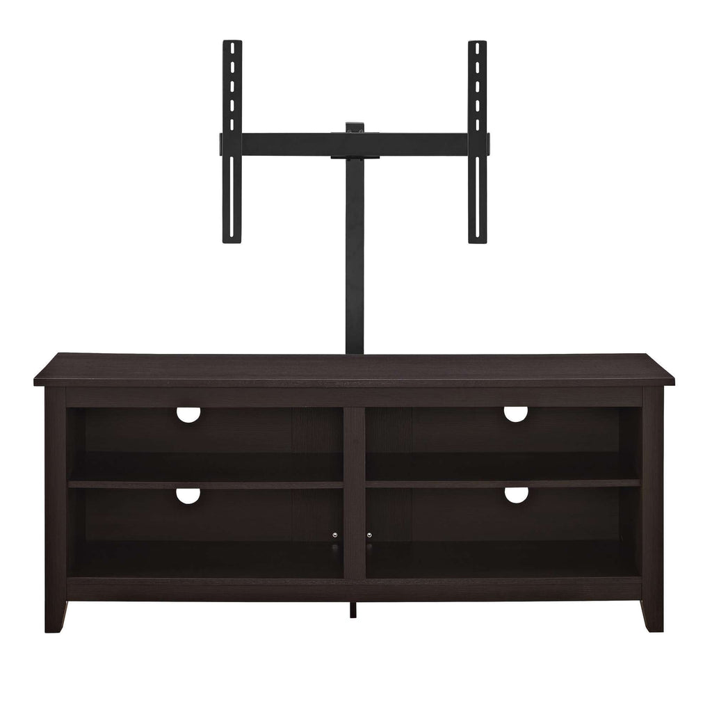58" Rustic Wood TV Stand with Mount - Espresso in High-Grade Mdf, Durable Laminate, Powder Coated Steel