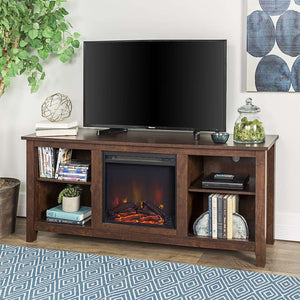 58" Traditional Rustic Farmhouse Electric Fireplace TV Stand