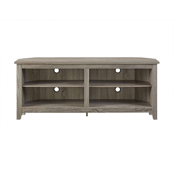 58" Transitional Corner TV Stand - Stylish Media Console with Adjustable Shelves & Cable Management System